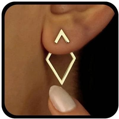 Dervivea Goldene Geometrische Ohrstecker Rhombus Ohrstecker Ohrstecker Hohl Quadratisch Vorne Hinten Ohrringe Geometrisch Rhombus Ohrringe Schmuck Für Frauen