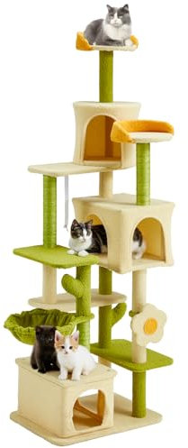 Erinnyees Flower Cat Tree, 69.1 Inches Cat Tower for Indoor Kitties Large Adult, Multi-Level Kitty Tower with Scratching Post, Condos, Top Perches, Furniture for Pet Activity Center