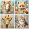 Lxmsja 4 Pièces Peinture Numero Adulte avec Cadre, Fleurs Peinture par Numéro Cheval Chat, Renard Girafe Numéro d'art avec Pinceaux, Loisirs Créatifs Adultes, Activité Manuelle Adulte, 20x20cm