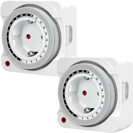 Aipsdo Temporizador para exteriores, enchufe y enchufe para exteriores, temporizador analógico, 24 horas, mini temporizador con 96 segmentos, paquetes, hora