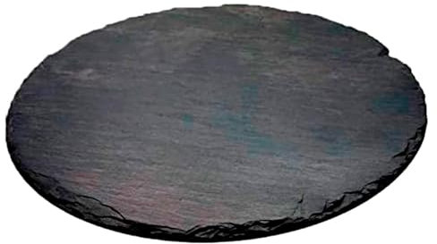Tradineur - Plato de Pizarra - Forma Redondo - Platos Llanos de Piedra Natural para Servir Alimentos, quesos, Aperitivos - Ø 30 cm