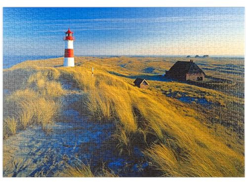Östlicher Leuchtturm am Ellenbogen, List, Insel Sylt - Premium 1000 Teile Puzzle 52x38CM