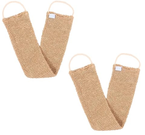 PACKOVE 2 Stück Rückenpeeling Tuch aus Jute und Ramie Langer Rückenreinigungsschlauch für Sanftes Peeling und Hautpflege Beim Baden für Gesunde Hautpflege