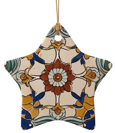 WZYCWB Dieser sternförmige Keramik-Weihnachtsbaum Barcelona ist mit einem Muster bedruckt und ist perfekt für Winter-Weihnachtsfeiern und Heimdekoration.