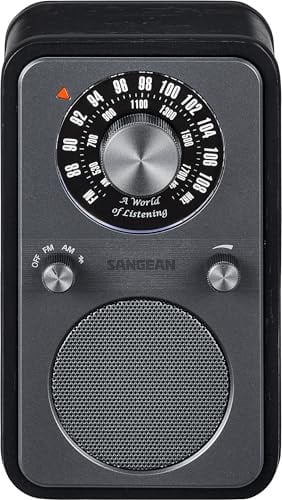 Sangean WR-9 Tragbares FM Bluetooth Radio – Retro-Design im Echtholzgehäuse für zuhause und unterwegs, integrierter Akku für 54 Stunden Musikwiedergabe, Midnight Oak