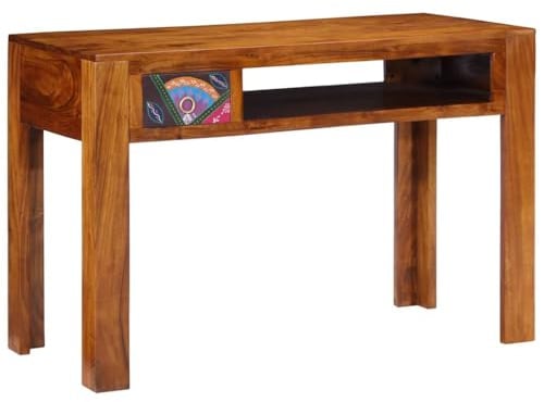 XHNIFBN Schreibtisch Akazie Braun 110x50x73 cm mit Schublade, massiver Computertisch für Home Office & Schlafzimmer, rustikaler Bürotisch mit Stauraum