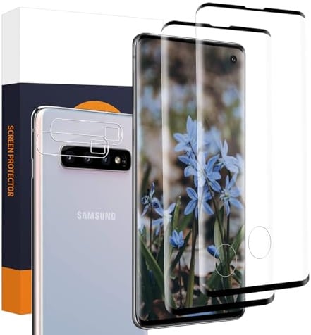 Carantee 2+2 Verre trempé pour Samsung Galaxy S10(6,1 Pouces) Sans Bulle | Dureté 9H Protection écran+Caméra Protecteur, Couverture 3D Anti Rayures, 0,33mm Haute définition S10 Vitre Protection