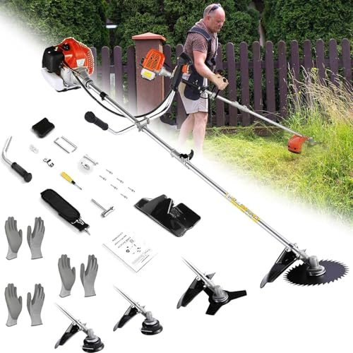 Désherbeur à Essence à 2 Temps 52 CC, débroussailleuse sans Fil 4 en 1, 9 000 TR/Min, Coupe-Herbe à Essence à Arbre Droit pour l'entretien de la pelouse et du Jardin