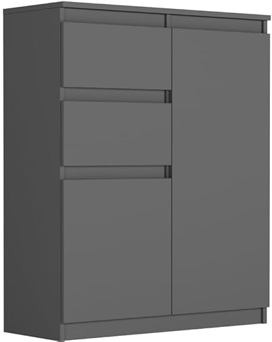 Framire Highboard Anthrazit 80x40x98 cm – kompakte Kommode mit Schränken & Schubladen, Sideboard für Wohnzimmer, Esszimmer & Schlafzimmer, Modern S-2