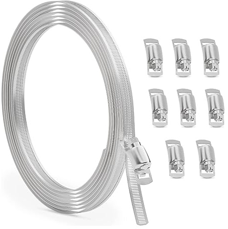 NONDK Kit Surtido de Abrazaderas de Manguera de Acero Inoxidable de 10 Pies, Abrazadera de Manguera de Tornillo Sin Fin para Conductos, Tubos y LíNeas de Combustible