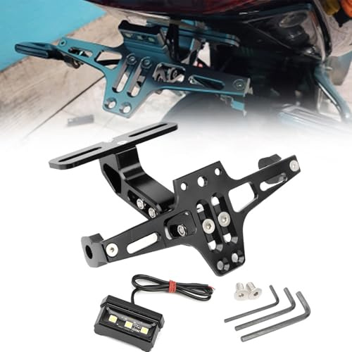 Motorrad Kennzeichenhalter für Voge R125 ABS Verstellbarer Kennzeichenhalterung Nummernschildhalter aus Aluminium,Black