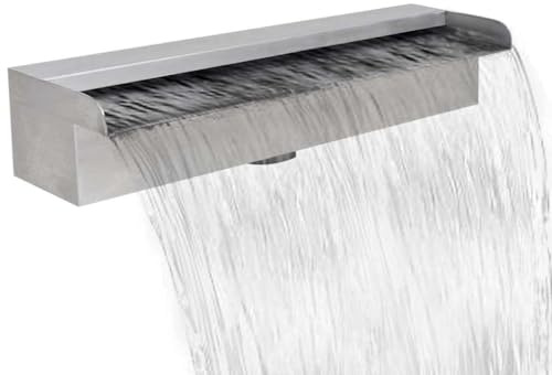 LoogCape Wasserfall Fontäne aus Edelstahl 45 cm für Pool Garten Teich Indoor Outdoor Dekoration Wasserfall Wasserspiel mit 32 mm Anschluss und langlebiger Technik