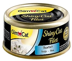 GimCat ShinyCat Filet Thunfisch - Katzenfutter mit saftigem Filet ohne Zuckerzusatz für ausgewachsene Katzen - 48 Dosen (48 x 70 g)