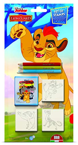 Multiprint Blister 3 Stempel für Kinder Disney Lion Guard, 100% Made in Italy, Benutzerdefinierte Stempelset Kinder, in Holz und Naturkautschuk, Ungiftige Waschbare Tinte, Geschenkidee, Art.03946