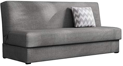 Mirjan24 Schlafsofa Adela Mini mit Bettkasten, 3 Sitzer Sofa, Farbauswahl, Bettsofa, Couch mit Schlaffunktion, Polstersofa, Schlafsofa, Couchgarnitur (Enjoy 23 + Zickzack Grau)