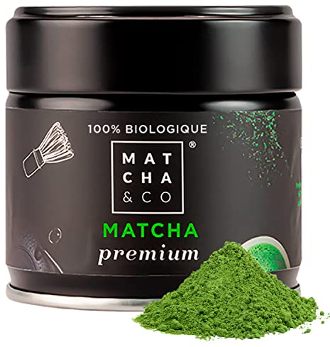 Matcha & CO Té Matcha Premium 100% Ecológico, Grado Premium Ceremonial, en Polvo Orgánico de Japón, 100% Natural, Té Verde, 30 Gramos - Matcha & CO