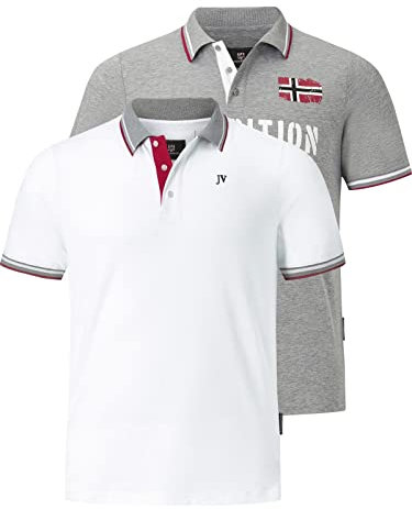 Jan Vanderstorm Herren Doppelpack Poloshirt Johan 2er-Pack Polohemden Aus Reiner Baumwolle | Gr. L-7xl grau, 2XL (XXL) - 60/62