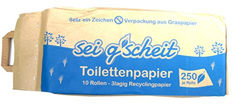 sei g´scheit WC-Papier im Graspapiersack 10x250 Blatt, 3 lagig, Recycling