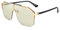 FEISEDY Classic Großer Rahmen Schild Sonnenbrille UV400 Schutz Flat Top Brille für Damen Herren B2634,Goldener Halberrahmen / Hellgelbe Linsen