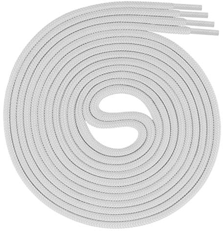 Swissly 1 Paar runde Schnürsenkel, Rundsenkel für Business- und Lederschuhe, reißfester Allroundsenkel, ø 3mm Farbe hellgrau Länge 110cm