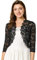 Allegra K Día de San Patricio Cárdigan Toreras Top De Encaje Floral Transparente Manga 3/4 Elegante para Mujer Negro L
