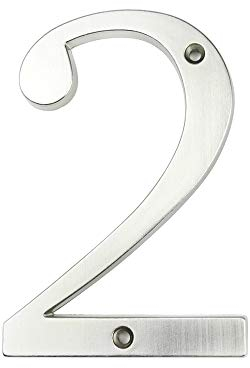 HASWARE Letrero con número de casa, 4 pulgadas (10 cm), números de puerta modernos, placa de señalización, números de dirección de casa, aleación de zinc (2, Plata)