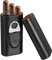 Kathlen Funda para cigarros – Funda de Piel portátil para cigarros con Tapa para cigarros Forrada de Madera de Cedro con Corte (para 3 Puros)(Negro)