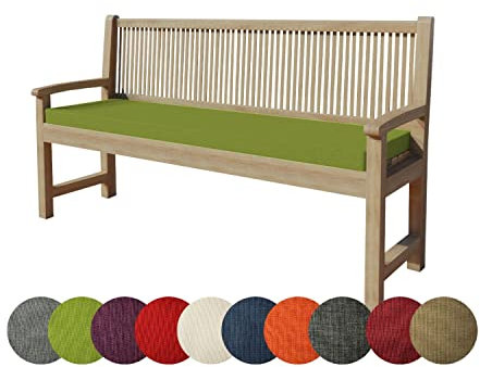 chilly pilley Bankkissen Bankauflage Polsterauflage Reißverschluss mit Schlaufen Kissen für Gartenbank Gartenbankauflage für Gartenmöbel Sitzkissen & Rückenkissen Outdoor (120 x 60 x 5 cm, Grün)