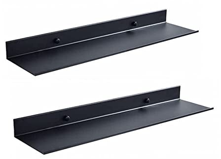 AJINGELA An der Wand montiert Schwimmend Metall Regale Ledge, Schwarz Badezimmer Regal Wandhalterung Regale Platzeinsparung Rostfest Extra stark Schwebende Regale Lagerregal (2 pcs, 60CM)