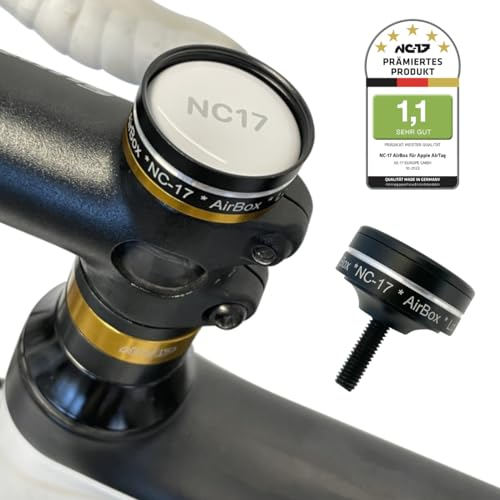 NC-17 Connect AirBox A-Headset Mount | Fahrradhalterung mit Diebstahlschutz für den Apple AirTag | Nur für Bikes mit A-Headset | mit Lasergravur