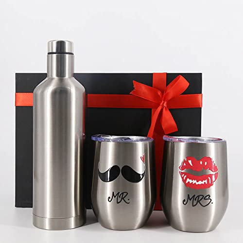 Cadeau Pour Couple | Coffret Premium Original et Utile | Mug Mr & Mrs + Thermos | Acier Inoxydable | Cadeau de Noël, Mariage, Couple, Saint-Valentin, Amoureux ou Anniversaire