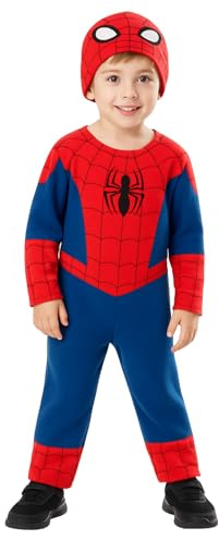 RUBIE'S Marvel Officiel - Déguisement Enfant Classique Spider-Man - 2/3 ans - Déguisement avec combinaison + bonnet Pour Carnaval,