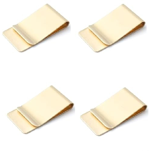 4 Stück dünne Geldklammer für Herren aus Edelstahl, Geldscheinklammer, Kreditkartenetui, schmale Geldbörse, minimalistische Geldbörse, Edelstahl-Geldklammer (goldfarben)