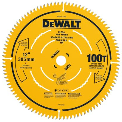 DEWALT Miter Saw Blade, 12 inch, 100 Tooth, Fine Finish, Ultra Sharp Carbide (DWA112100)