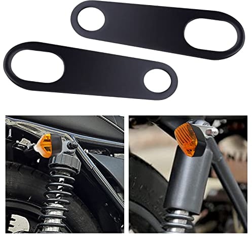 Ourbest Motorcycle Turn Signal Light Bracket Rear Indicator Relocation Holder Shock Mount Black for Old School Cafe Racer 2Pcs