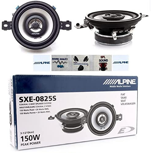 KIT SET PER ALPINE SXE-0825S 2 altoparlanti diffusori coassiali a 2 vie 8,7 cm 87 mm 3,5 di diametro da 20 watt rms e 150 watt max impedenza 4 ohm, coppia + 5 adesivi omaggio