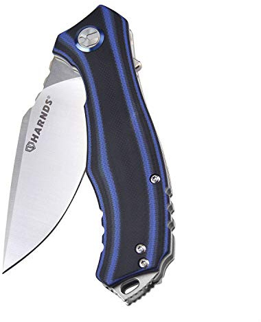 Harnds Maverick Klappmesser mit Flipper Assist, 80 mm D2 Stahlklinge Klappmesser mit rutschfestem G10 Griff und abnehmbarem Clip und Klingenarretierung