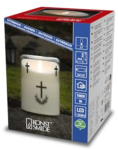 Konstsmide LED Gedenklicht/Grablicht, mit 8h Timer, 1 flackernde warm weiße Diode, batteriebetrieben, Außen (IP44), Batterie: 2x D 1.5V (exkl.) - 1869-170