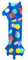 Folat 64181 Luftballon Geburtstag Ziffer Zahl 1 Colorful Dots Blau mit farbigen Punkten 86 cm - Helium Ballon Decoration Geburtstagdeko, Ballon Zahl