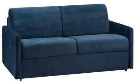 Vente-unique-Schlafsofa 2-Sitzer - Liegefläche: 120 cm - Matratzenhöhe: 18 cm - Samt - Dunkelblau - CALIFE