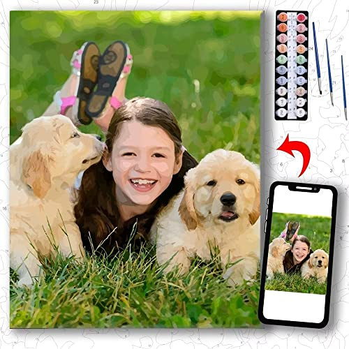 CleverFine Peinture Personnalisée par Numéros pour Adultes Kits,Bricolage Portraits Votre Propre Photo (40cm*40cm Pas de cadre)