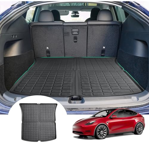 GAFAT Tesla Model Y 2021-2023 2024 Kofferraummatte, Model Y 2022 Kofferraumwanne Matten Hohe Kante TPE Original 3D Scanner, Matten Faltbar, Tesla Model Y 2023 Zubehör [1 Stück]