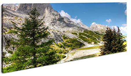 Leinwandbild Berge in Südtirol – Majestätische Höhen Panorama Format: 60x30 cm XXL Kunstdruck Bild auf Keilrahmen/Wandbild/Wohnzimmer Deko