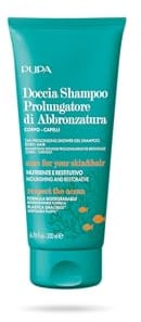 Pupa Shampoo Doccia Prolungatore d’Abbronzatura con Sun Booster, Stimola la Produzione di Melanina - Adatto anche per la Detersione dei Capelli, 97% Ingredienti Naturali (200 ml)