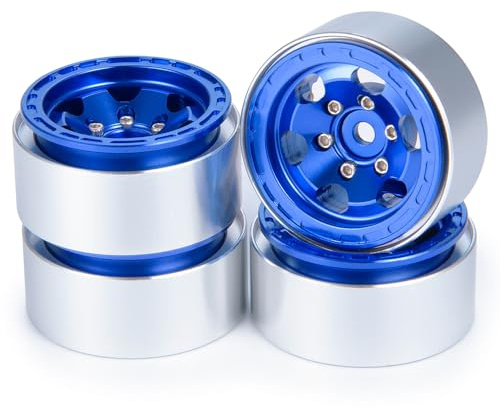 ZHRCFUN 4 Stück RC 1.0 Blau Beadlock Felgen für Trax-xas TRX4-M 1/18 | Passend für 1/18 TRX4-M RC Crawler Upgrade Teile