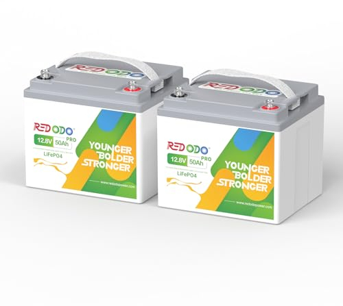 Redodo [2er Pack] 12V 50Ah Pro LiFePO4 Batterie mit 50A BMS, 100% 640Wh nutzbare Energie für Wohnmobile, Stromfall, Trolling Motor, Überwachungssystem, Autarke Anwendungen