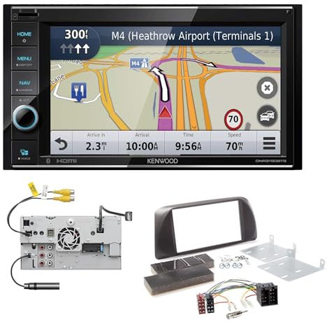 Kenwood DNR3190BTS 2-DIN Autoradio Navigationssystem kompatibel mit Apple CarPlay Bluetooth HDMI passend für Alfa Romeo Giulietta 2010-2014 schwarz
