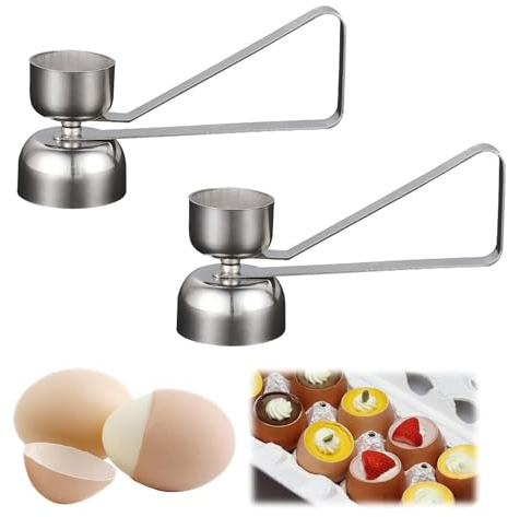 Doppia Testa Separatore di Gusci D'uovo Ltsbaed 2 Pezzo Taglierina Topper Uovo in Acciaio Inox Creatività Taglia Guscio Sgusciatore per Uova per Utensili da Cucina, Colazione, Uova Sode o Alla Coque