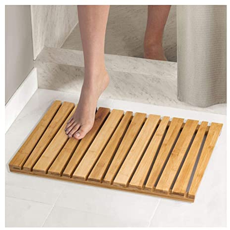 Badewannen-/Duschmatte aus Naturholz,Bambus-Badematte,rutschfestes Holzgitter-Entenbrett-Badezimmer,wasserdichte Bodenmatte für den Innen-und Außenbereich,einfache Lagerung,anpassbar,80 x 110