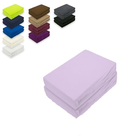 EXKLUSIV HEIMTEXTIL Frottee Spannbettlaken Doppelpack 90-100 x 200 cm 80% Baumwolle, 20% Polyester Öko - Tex Zertifiziert, Markenqualität, Matratzenhöhe bis 25 cm, Flieder
